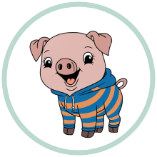 Schwein Eli im Winter.