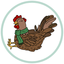 Huhn Susi iim Winter.