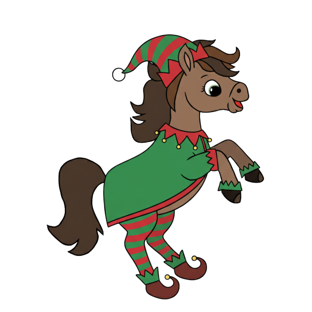 Pferd Gerda der Big 5 am Bauernhof zu Weihnachten.