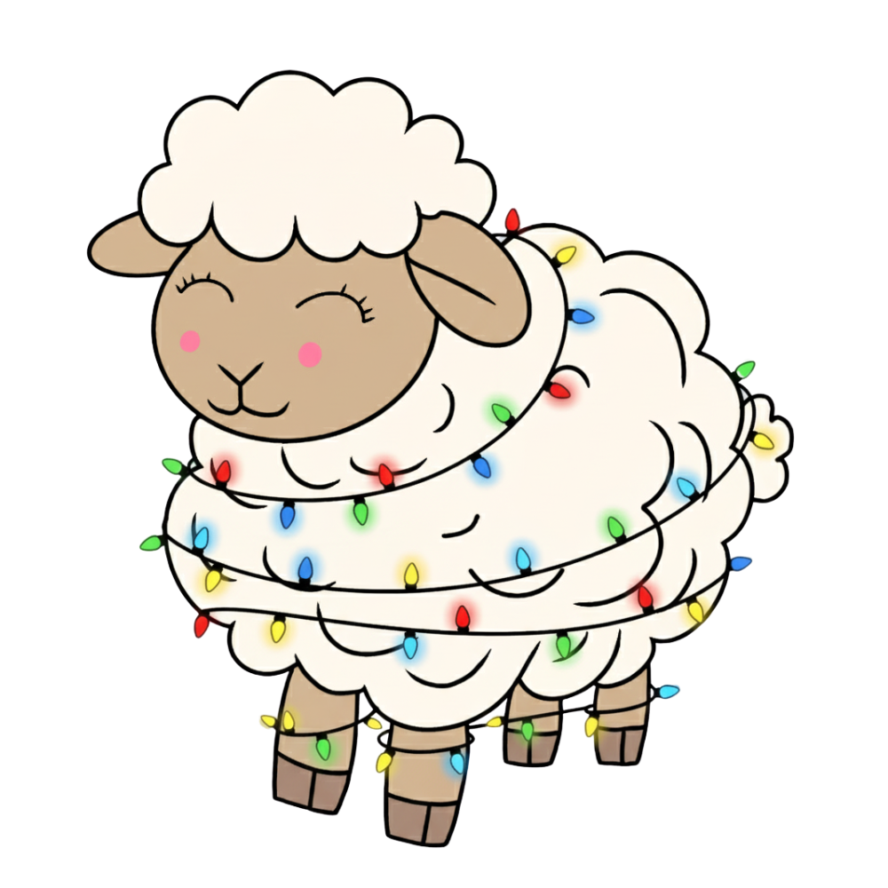 Schaf Steffi der Big 5 am Bauernhof zu Weihnachten.