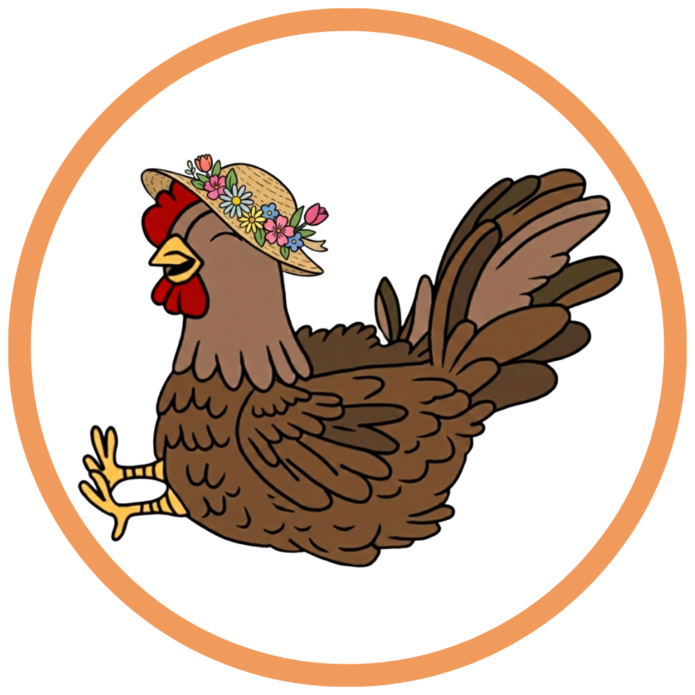 Huhn Susi iim Frühling.