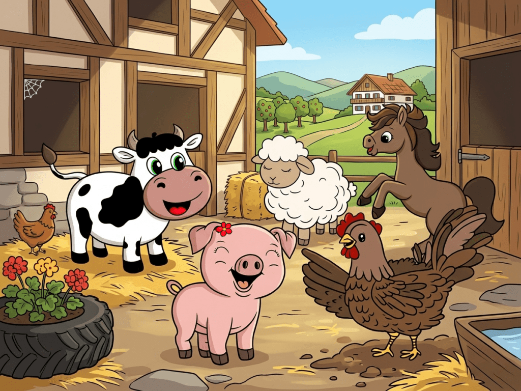 Suchbild der Big 5 am Bauernhof.